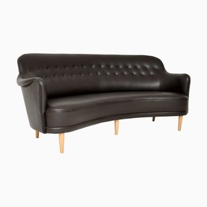 Swedish Leather Sams Sofa by Carl Malmsten, 1960s