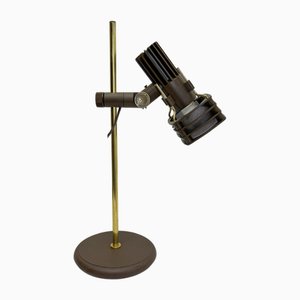 Tischlampe aus Messing & Braunem Acryl von Hustadt, 1970er
