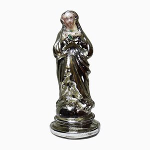 Small Virgin in Polychrome and Glass Eglomisée
