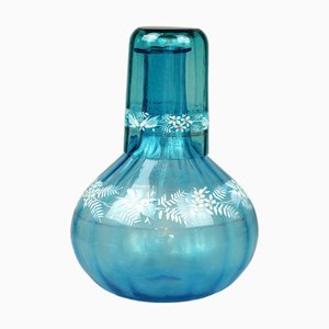 Antike Karaffe mit Glas und Blumendekor, 2 . Set