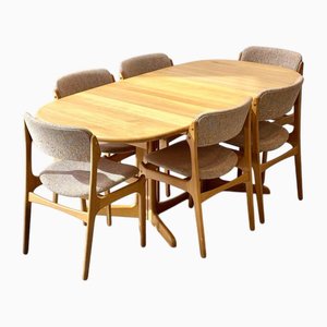 Vintage Table and Chairs in Oak by Erik Buch for Gudme Møbelfabrik A/S, 1960s, Set of 7