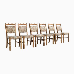Brutalist Dining Chairs in Oak by Henning Kjærnulf, 1960s, Set of 6