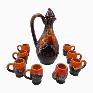 Servizio da caffè in ceramica di Vallauris, 1960, set di 9