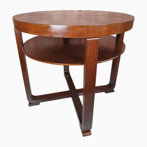 Mesa Art Déco polaca vintage de roble, años 30