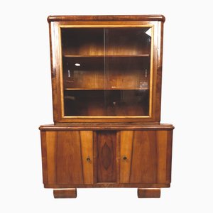 Vintage Art Deco Walnut Display Cabinet, 1930s