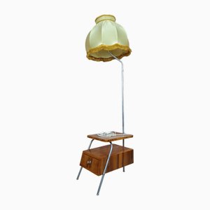 Lámpara de pie de oficina polaca vintage con mesa, años 50