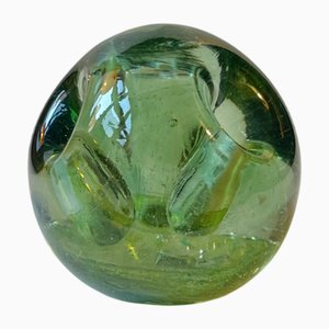 Porte-Stylo Pomme Vintage en Verre Vert Soufflé à la Main, 1970s