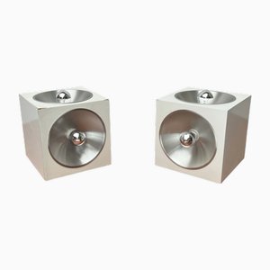 Mid-Century Space Age Modern Swiss Model 5703 Cube Table Lamps by E.R. Nele for Temde, 1960s, Set of 2