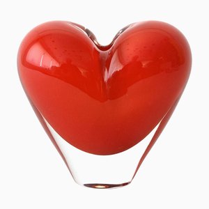 Heavy Red Glass Heart from JS