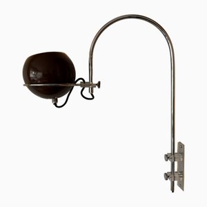 Vintage Dutch Mushroom Arc Wall Lamp in Brown / Chrome attributed to Gepo | Gebroeders Posthuma