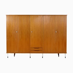 Large Vintage Fivr-Door Wardrobe in Teak, 1960s