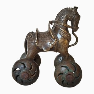 Antique Bronze Horse with Wheels