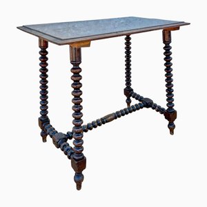 Mesa auxiliar española vintage con patas torneadas, años 20