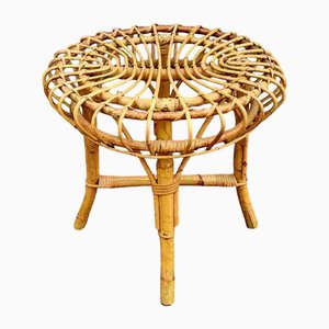 Sgabello Mid-Century in bambù e vimini di Franco Albini, Italia, anni '60
