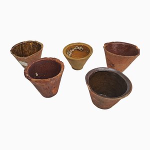 Antique French Resin Pots by Pierre Hughes for the Production of Turpentine, 1800s, Set of 5