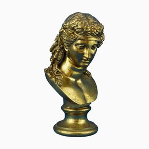 19th Century Empire Style Gilded Bronze Sculpture of Bust of Dionysus or Bacchus from Susse Frères, Paris, France, Late 1800s