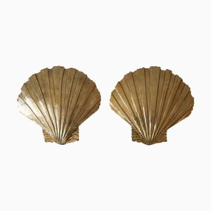 Mid-Century Large Brass Shell Sconces by Hans Möller 1960s, Set of 2