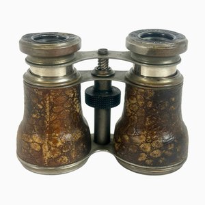 Antikes Leder & Messing Fernglas von Le Jockey Club Paris, 1900er