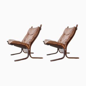 Cognacfarbene Vintage Siesta Stühle von Ingmar Relling für Westnofa, 1960er, 2er Set