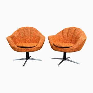 Mid-Century Metal and Fabric Swivel Chairs, 1960s, Set of 2