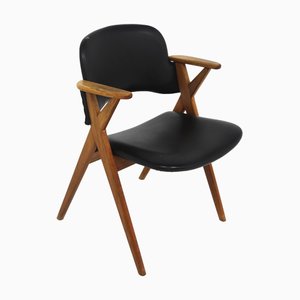 Oak and Leatherette Office Chair, Sweden, 1960s