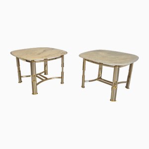 Italian Modern Brass and Marble Side Tables from Poggibonsi, 1990s, Set of 2