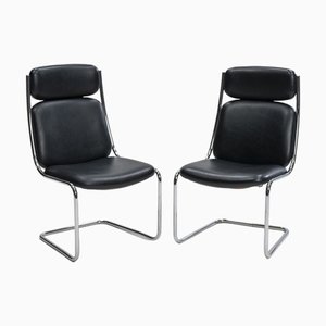 Set of Cantilever Leather Chairs from Mauser Werke Waldeck, 1950s