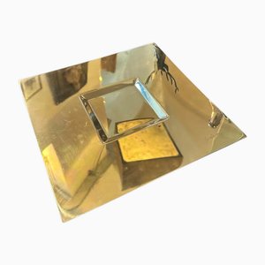 Minimalist Gold Plated Square Tray by Carlo Scarpa for Cleto Munari, 1970s
