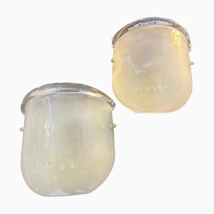 Mid-Century Wandleuchten aus Muranoglas & Messing, 1990er, 2er Set
