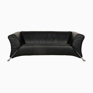 322 Zwei-Sitzer Ledersofa in Schwarz Anthrazit von Rolf Benz