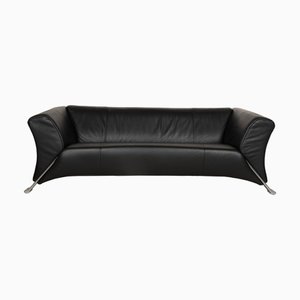 322 Leather Three-Seater Black Anthracite Sofa from Rolf Benz