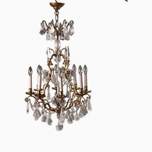 Lampadario antico in cristallo, bronzo e ferro, Italia, XIX secolo