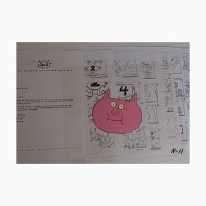Keith Haring, Ilustración de dibujos animados, 1990, Celuloide pintado a mano