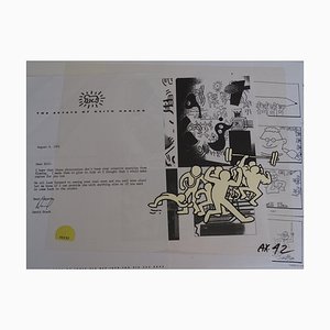 Keith Haring, Illustration de dessin animé, 1990, Peint à la main en Celluloïd