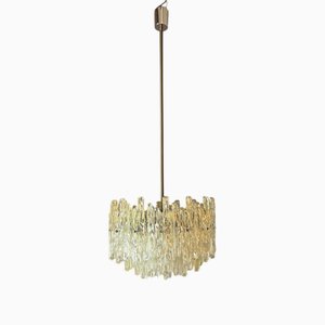 Lampadario in vetro Ice e cromo