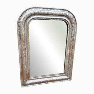 Miroir avec Plateau Arqué en Bois Sculpté et Gesso Argenté, France