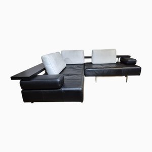 Dono Corner Sofa in Black Leather from Rolf Benz