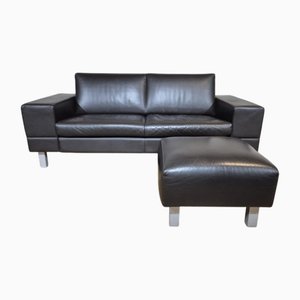 Antipode Dock 2.5 Seater Sofa with Ottoman in Brown Leather from Leolux, Set of 2