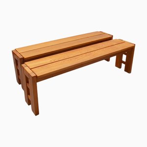 Large Midcentury Modern French Bench, 1970s