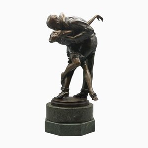 Bruno Zach, The Kiss, Patinated Bronze Sculpture