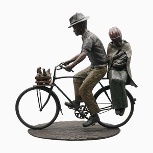 Louis Chanu, Escultura After the Market de estilo Art Déco, principios del siglo XXI, bronce