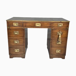 Campaign Pedestal Desk in Mahogany