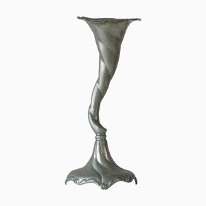 Sculptural Art Nouveau Candleholder in Pewter, 1900
