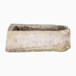 Elongated Stone Basin Carved from a Single Block with Double Hole