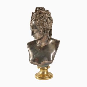 Buste de Diane en Bronze Doré et Argenté, 20ème Siècle, 1940s