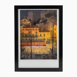 Senequier, Saint Tropez, 1990, Lithographie, Encadré