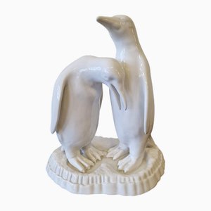 Pingüinos de porcelana blanca vintage
