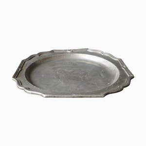 Antique Pewter Plate with Important Coat of Arms, 1721