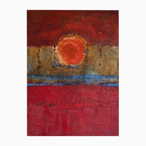 Mamen Gil, Abstract Sun over Horizon, Mixed Media