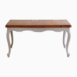 Table de Salle à Manger Extensible Louis XV en Merisier avec Plateau en Bois Blanc